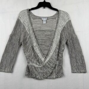 Soft‎ Surroundings Women's Knit Twist Front Top Gray White Size S